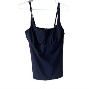 Lands’ End Size 12 Square Neck Black Tankini Top Underwire 481445 black swimsuit